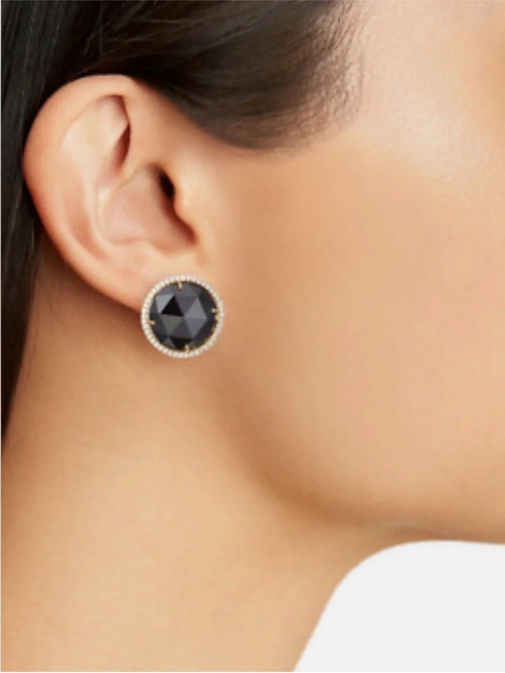KATE SPADE ‘She Has Spark’ Black Quartz Faceted Gold-Tone Stud Earrings/NWT